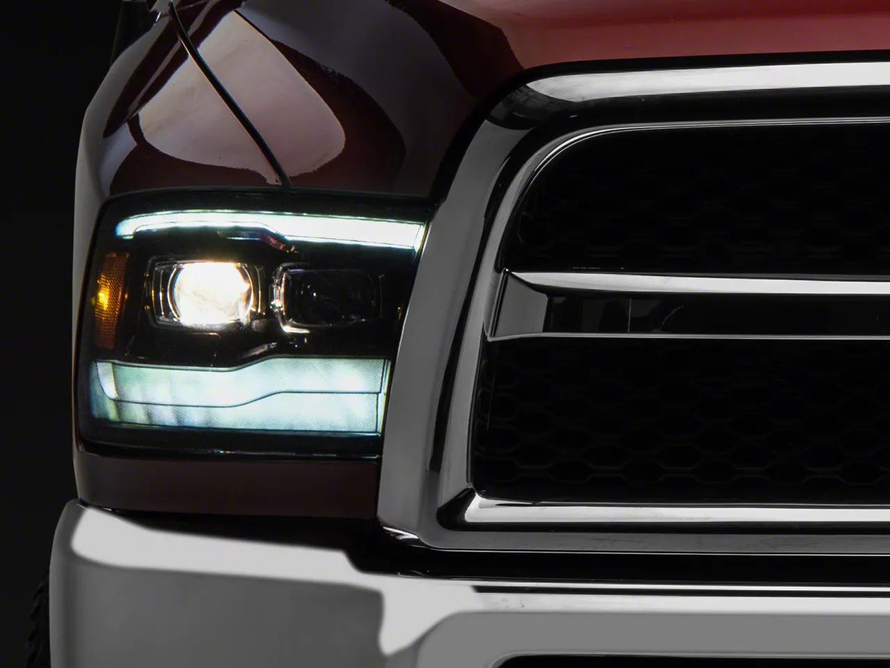 AlphaRex PRO-Series Projector Headlights; Jet Black Housing; Clear Lens (10-18 RAM 2500 w/ Factory Halogen Non-Projector Headlights)