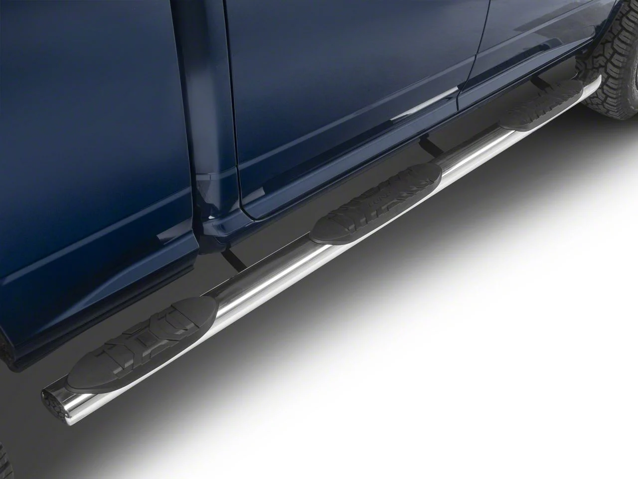 5-Inch Oval Wheel-To-Wheel Nerf Side Step Bars; Polished Stainless (10-26 RAM 2500 Crew Cab w/ 6.4-Foot Box)