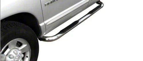 3-Inch Round Side Step Bars; Stainless Steel (03-09 RAM 3500 Quad Cab)