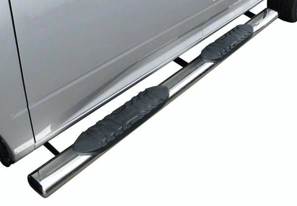 5-Inch Straight Oval Side Step Bars; Stainless Steel (10-26 RAM 3500 Regular Cab)