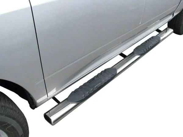 5-Inch Straight Oval Side Step Bars; Stainless Steel (10-26 RAM 3500 Mega Cab)