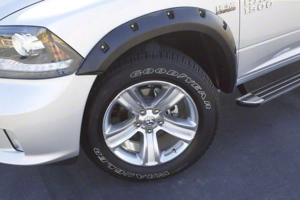 Elite Series Rivet Style Fender Flares; Front and Rear; Smooth Black (03-09 RAM 3500)