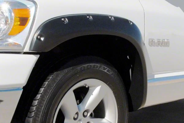 Elite Series Rivet Style Fender Flares; Front; Smooth Black (03-09 RAM 3500)