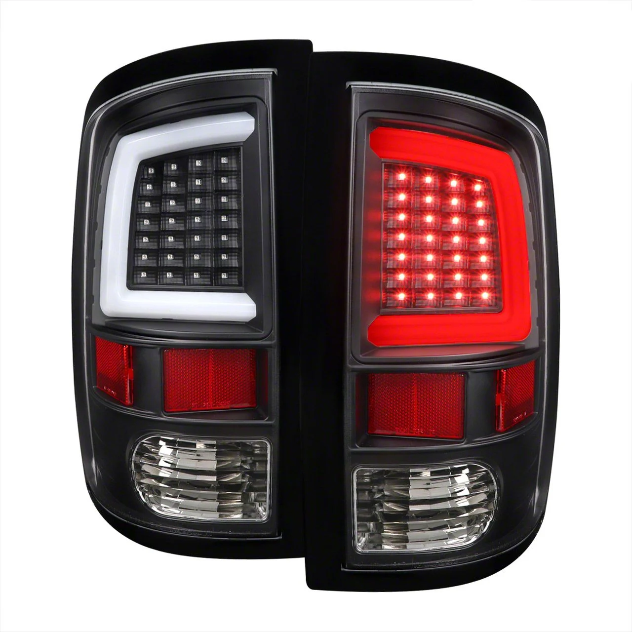 G2 White Bar LED Tail Lights; Matte Black Housing; Clear Lens (10-18 RAM 3500 w/ Factory Halogen Tail Lights)