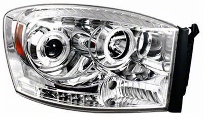 Halo Projector Headlights; Chrome Housing; Clear Lens (06-09 RAM 3500)