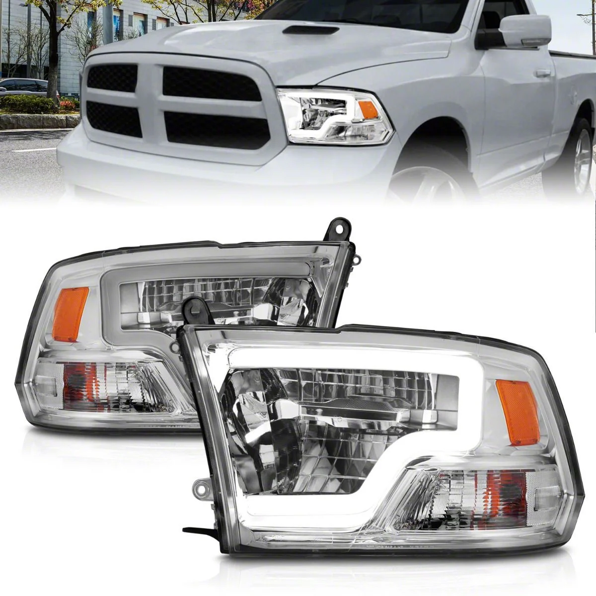 LED Projector Headlights; Chrome Housing; Clear Lens (10-18 RAM 3500 w/ Factory Halogen Non-Quad Headlights)