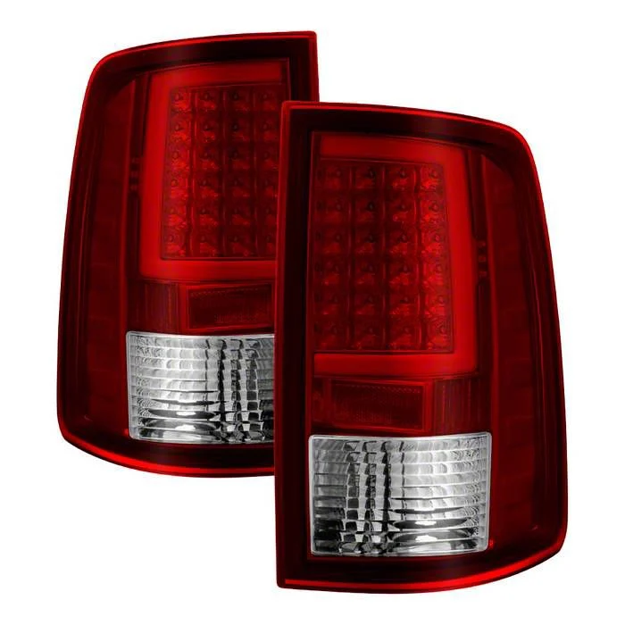 Light Bar LED Tail Lights; Chrome Housing; Red/Clear Lens (10-18 RAM 3500 w/ Factory Halogen Tail Lights)