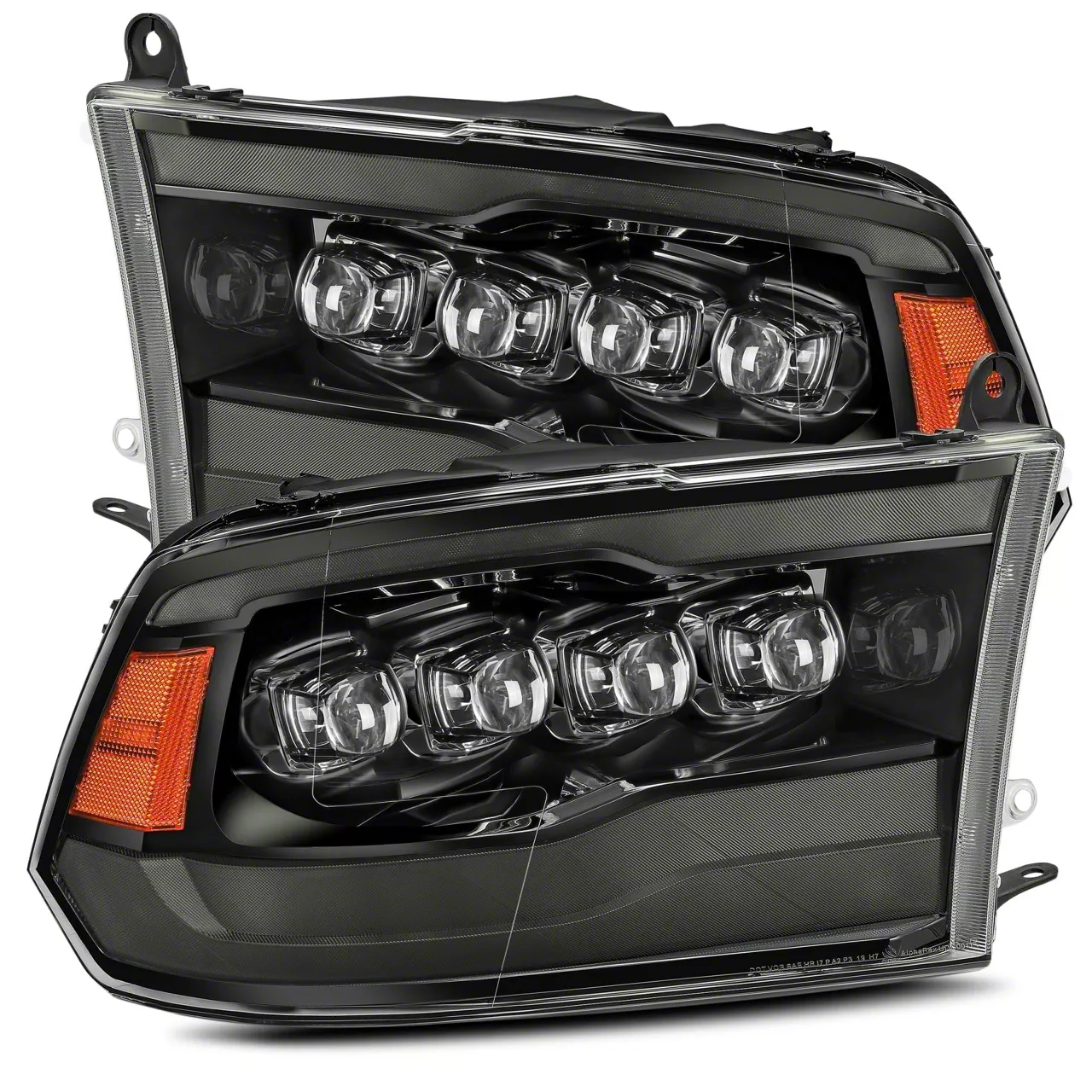 AlphaRex NOVA-Series LED Projector Headlights; Alpha Black Housing; Clear Lens (13-18 RAM 3500 w/ Factory Projector Headlights)