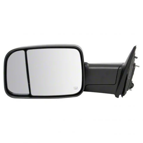 Powered Heated Towing Mirror with Puddle Light; Textured Black; Driver Side (10-11 RAM 3500)