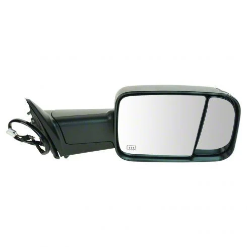 Powered Heated Towing Mirror with Puddle Light; Textured Black; Passenger Side (2012 RAM 3500)