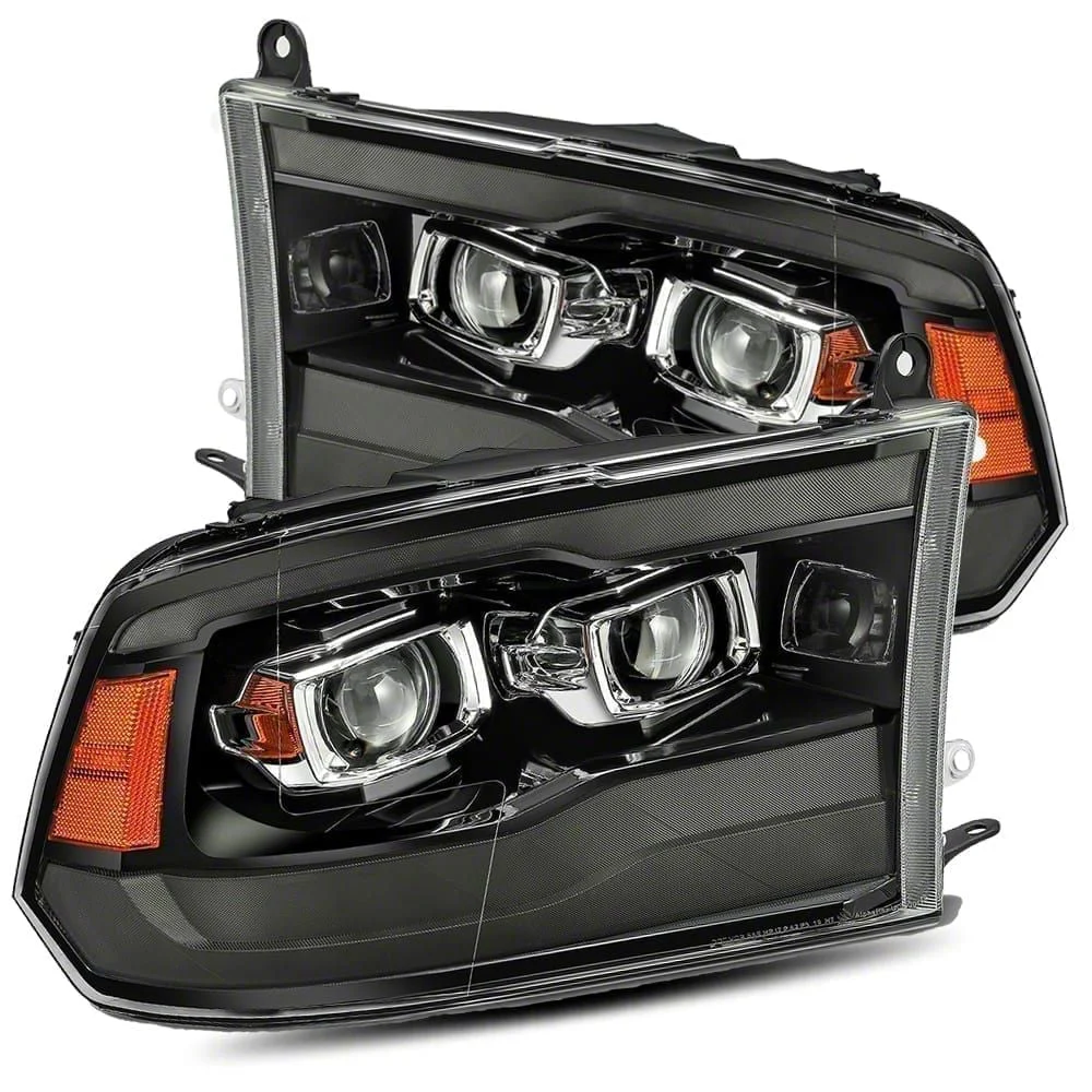 AlphaRex PRO-Series Projector Headlights; Jet Black Housing; Clear Lens (13-18 RAM 3500 w/ Factory Projector Headlights)