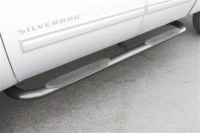 4-Inch Oval Bent Nerf Side Step Bars; Polished Stainless (10-26 RAM 3500 Crew Cab)