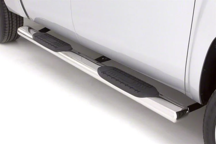 6-Inch Oval Straight Nerf Side Step Bars; Polished Stainless (10-26 RAM 3500 Mega Cab)