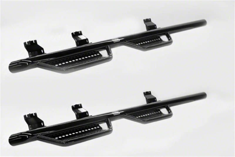 Ranch Hand Legend Series 4-Step Wheel to Wheel Side Step Bars; Gloss Black (17-19 6.6L Duramax Sierra 2500 HD DRW Crew Cab w/ 8-Foot Long Box)