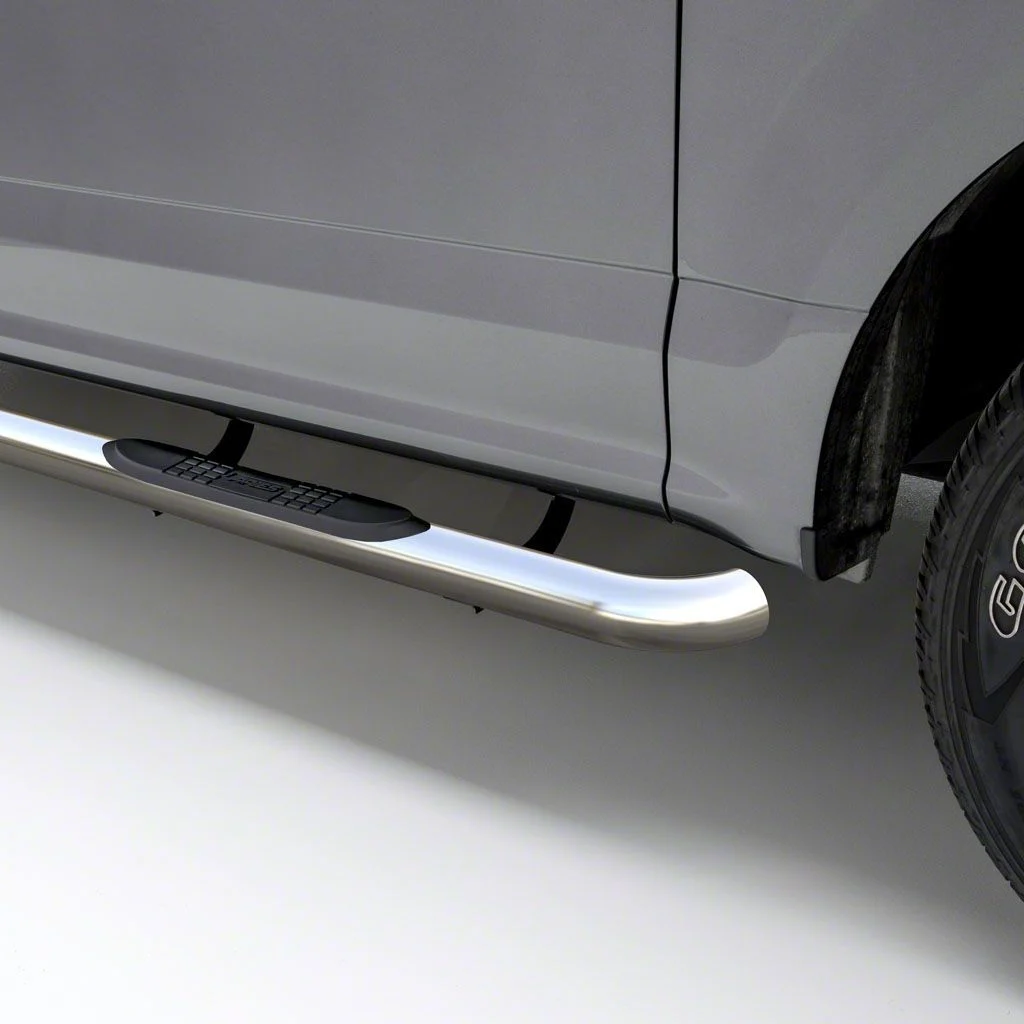 3-Inch Round Side Step Bars; Polished Stainless (19-26 Ranger SuperCrew)