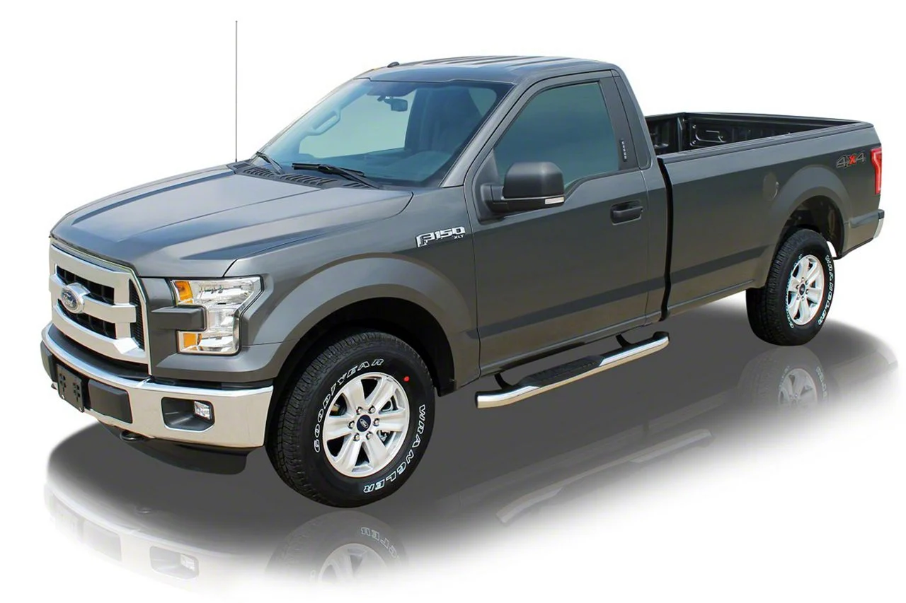 Raptor Series 4-Inch OE Style Curved Oval Side Step Bars; Polished Stainless Steel (17-26 F-350 Super Duty Regular Cab)