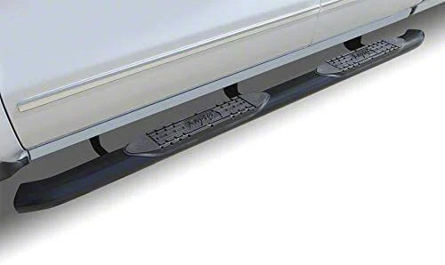 Raptor Series 4-Inch OE Style Curved Oval Side Step Bars; Body Mount; Black (07-19 Silverado 2500 HD Crew Cab)
