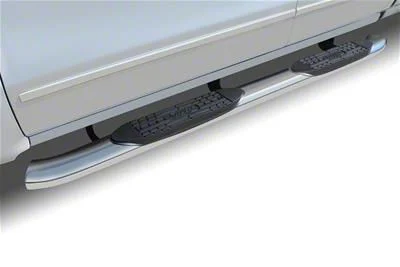 Raptor Series 5-Inch OE Style Curved Oval Side Step Bars; Body Mount; Polished Stainless Steel (07-19 Silverado 2500 HD Crew Cab)