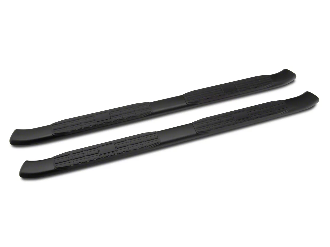 Barricade Pinnacle 4-Inch Oval Bent End Side Step Bars; Black (19-26 RAM 1500 Quad Cab)
