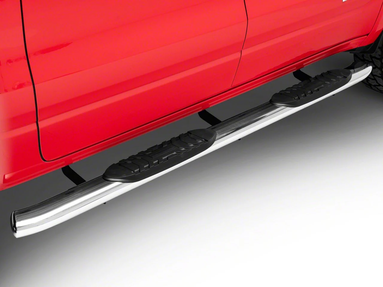 RedRock 5-Inch Oval Bent End Side Step Bars; Stainless Steel (19-26 RAM 1500 Crew Cab)