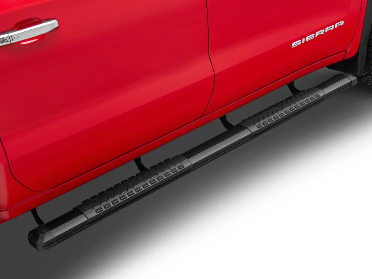 Barricade Saber 5-Inch Aluminum Side Step Bars; Black Cover Plates (19-26 Sierra 1500 Crew Cab)