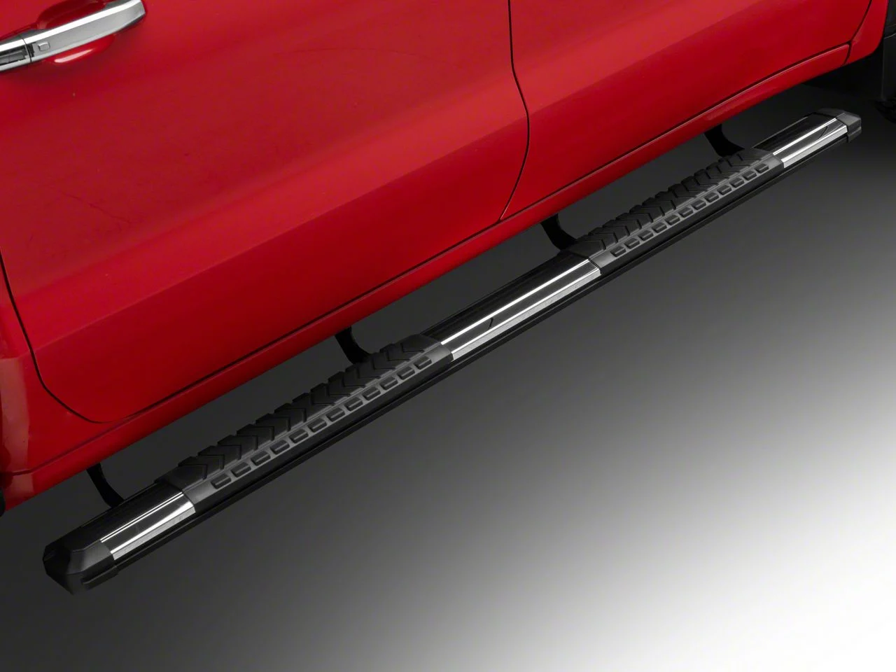 Barricade Saber 5-Inch Aluminum Side Step Bars; Stainless Cover Plates (19-26 Sierra 1500 Crew Cab)
