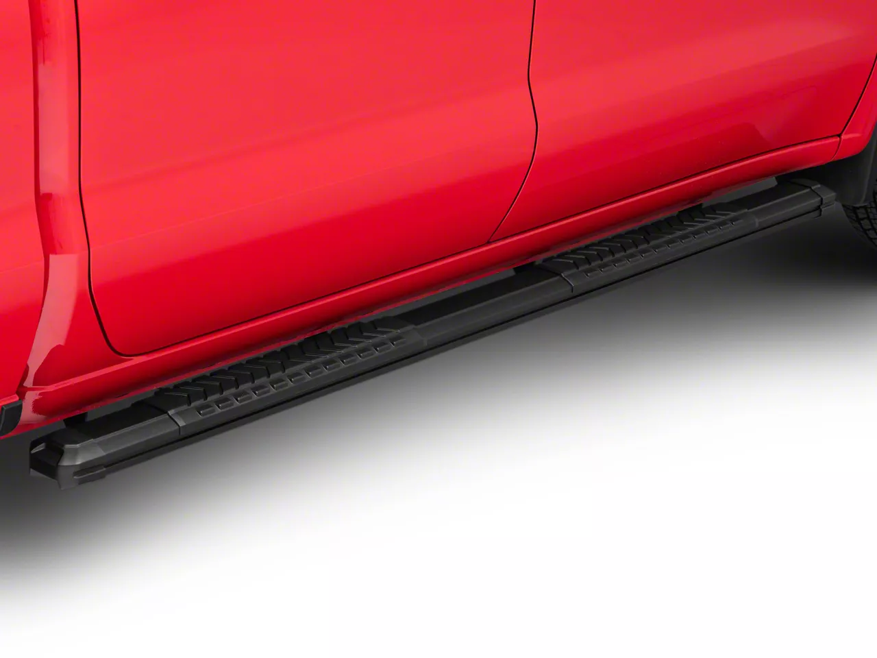 Barricade Saber 5-Inch Aluminum Side Step Bars; Black Cover Plates (19-26 Silverado 1500 Crew Cab)