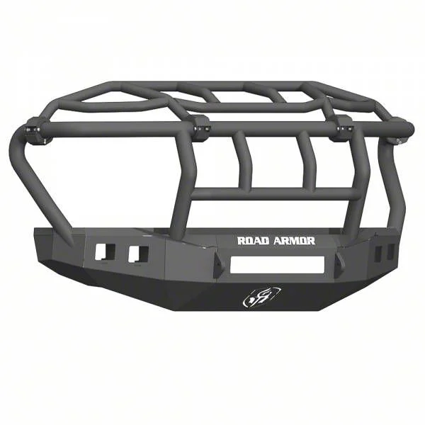 Road Armor Stealth Non-Winch Front Bumper with Intimidator Guard; Wide Flare; Textured Black (17-22 F-350 Super Duty)