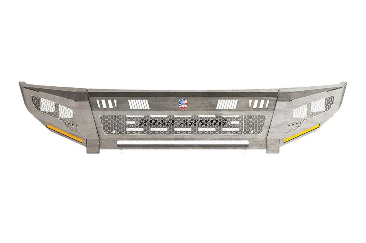 Road Armor iDentity Hyve Mesh Front Bumper with Smooth Center Section, Standard End Pods, X2 Cube Light Pods and Accent Lights; Raw Steel (10-18 RAM 2500)