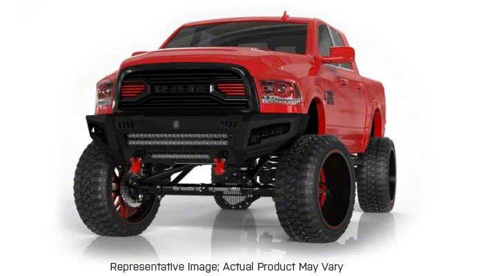 Road Armor iDentity Beauty Ring Front Bumper with WIDE End Pods and Triple Cube Light Pods; Raw Steel (19-26 RAM 3500)