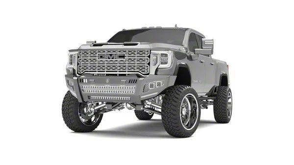 Road Armor iDentity Hyve Mesh Front Bumper with Double Cube Light Pods; Raw Steel (20-23 Sierra 2500 HD)