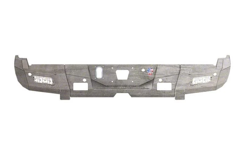 Road Armor iDentity iD Mesh Rear Bumper with Non-Shackle End Pods and Accent Lights; Raw Steel (15-19 Sierra 2500 HD)