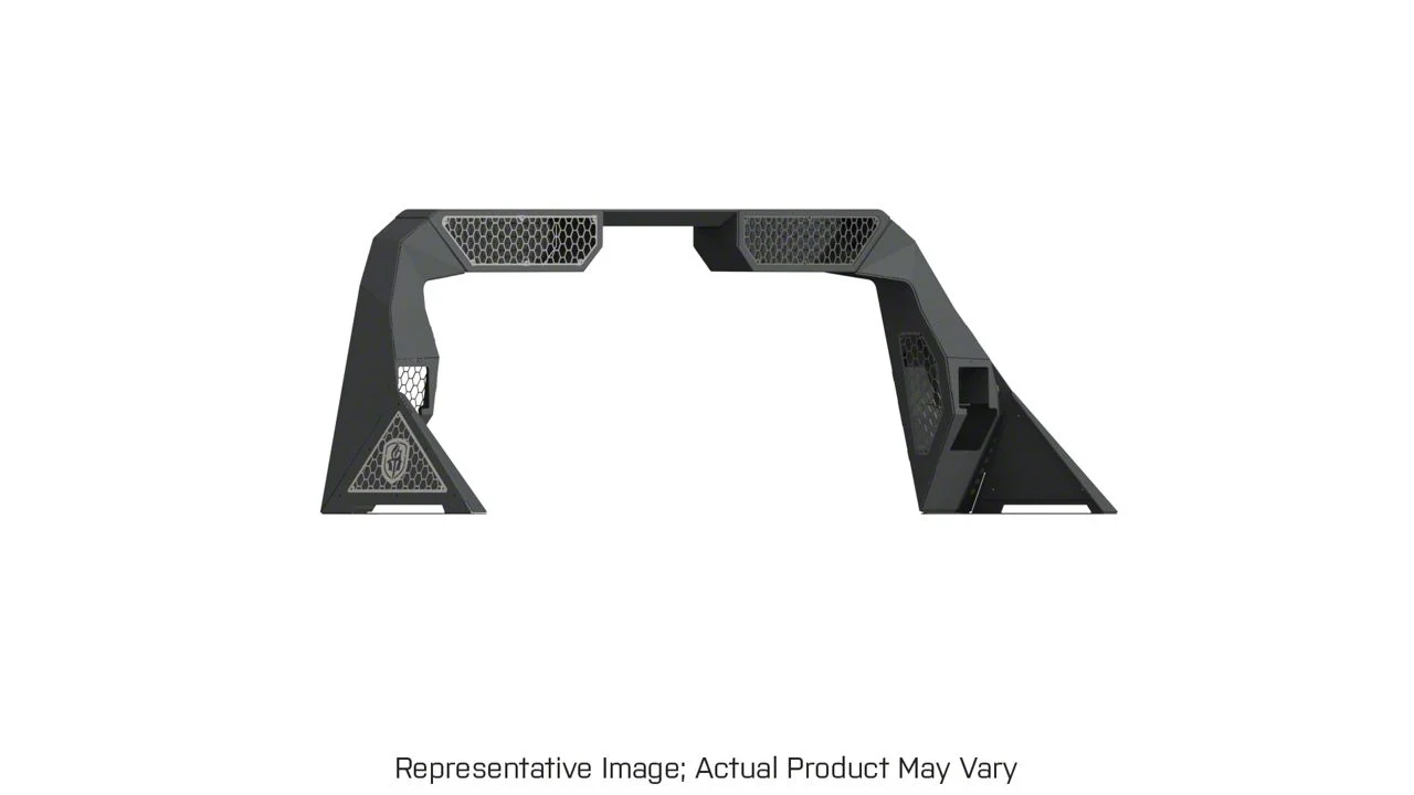 Road Armor iDentity Headache Rack with Bedrail Pods and Double Cube Light Pods; Raw Steel (15-19 Silverado 2500 HD)