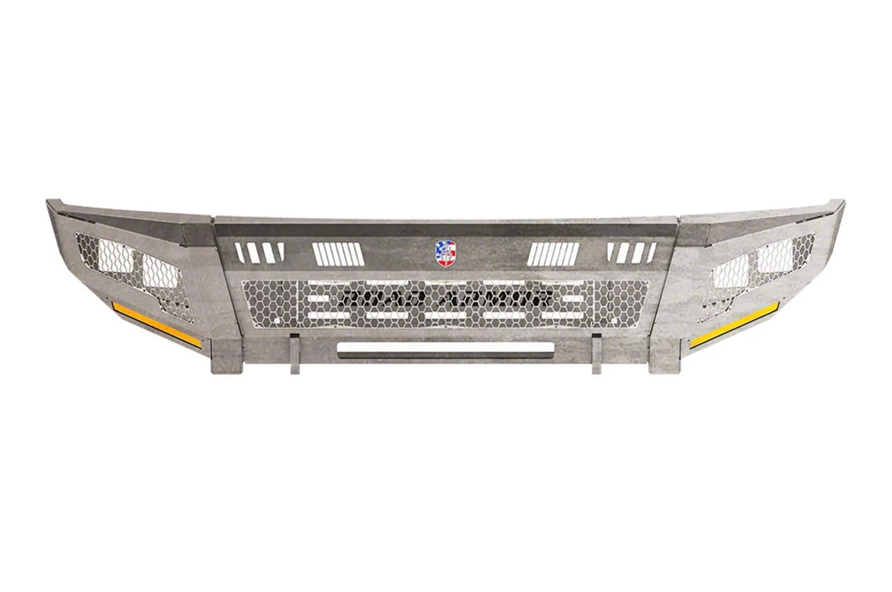 Road Armor iDentity Hyve Mesh Front Bumper with Shackle Center Section, Standard End Pods, X2 Cube Light Pods and Accent Lights; Raw Steel (15-19 Silverado 2500 HD)