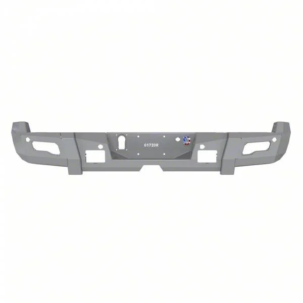 Road Armor iDentity Beauty Ring Rear Bumper with Non-Shackle End Pods and Accent Lights; Raw Steel (15-19 Silverado 3500 HD)