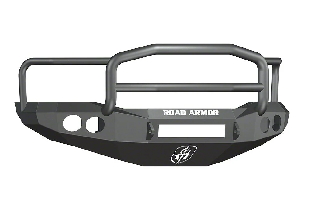 Road Armor Stealth Non-Winch Front Bumper with Lonestar Guard and Round Light Mounts; Satin Black (06-08 RAM 1500)