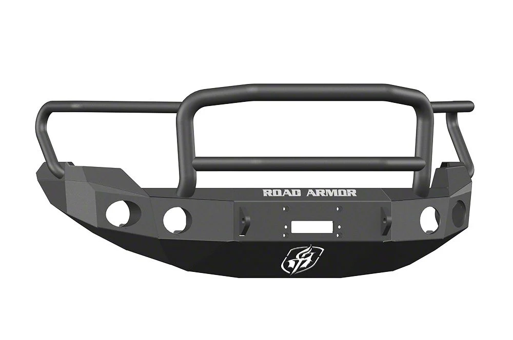Road Armor Stealth Winch Front Bumper with Lonestar Guard and Round Light Mounts; Satin Black (09-14 F-150, Excluding EcoBoost & Raptor)