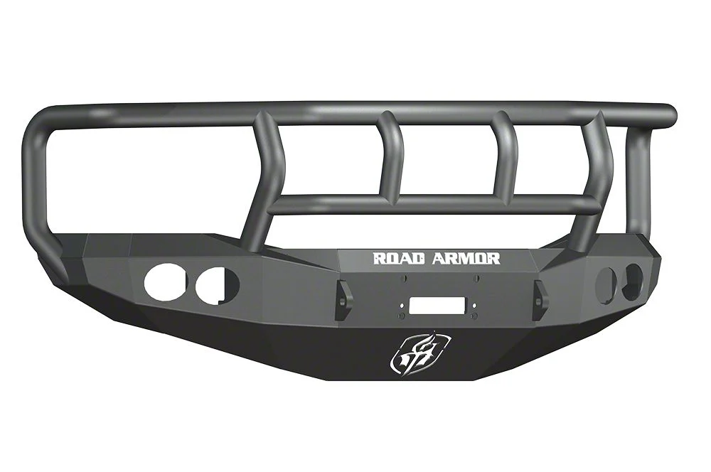 Road Armor Stealth Winch Front Bumper with Titan II Guard and Round Light Mounts; Satin Black (06-08 RAM 1500)