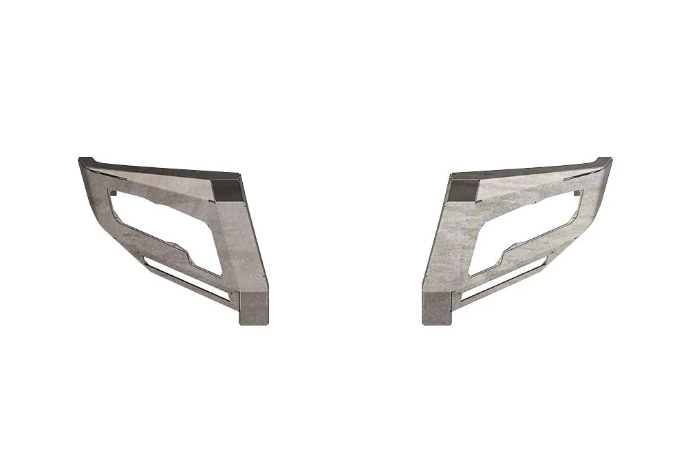 Road Armor iDentity Front Bumper Standard End Pods; Raw Steel (17-22 F-250 Super Duty)