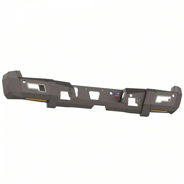 Road Armor iDentity Hyve Mesh Rear Bumper with Non-Shackle End Pods and Accent Lights; Raw Steel (17-22 F-250 Super Duty)