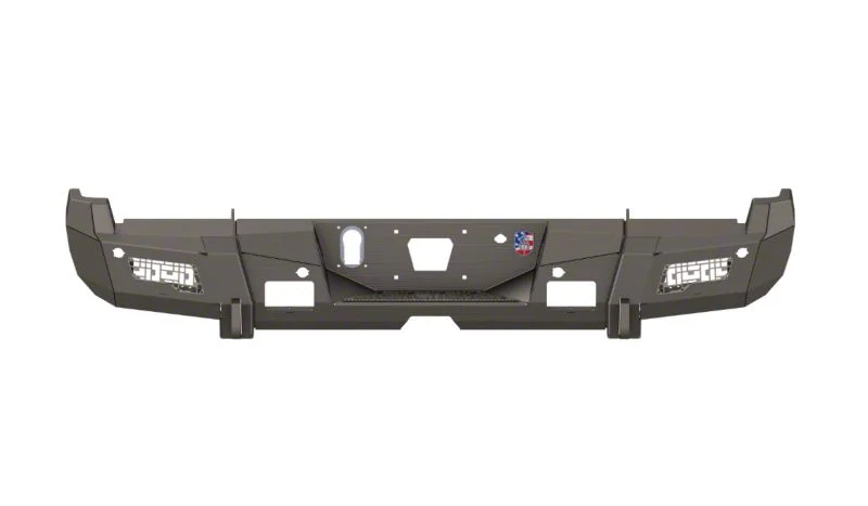 Road Armor iDentity iD Mesh Rear Bumper with Non-Shackle End Pods and Accent Lights; Raw Steel (17-22 F-250 Super Duty)