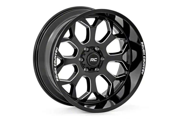 Rough Country 96 Series Gloss Black Milled 8-Lug Wheel; 22x10; -19mm Offset (03-09 RAM 2500)