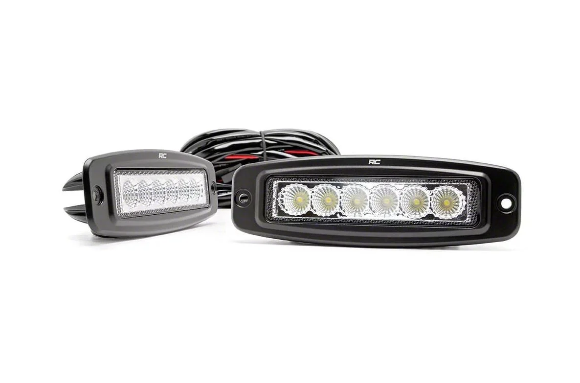 Rough Country 6-Inch Flush Mount LED Light Bars; Flood Beam (Universal; Some Adaptation May Be Required)