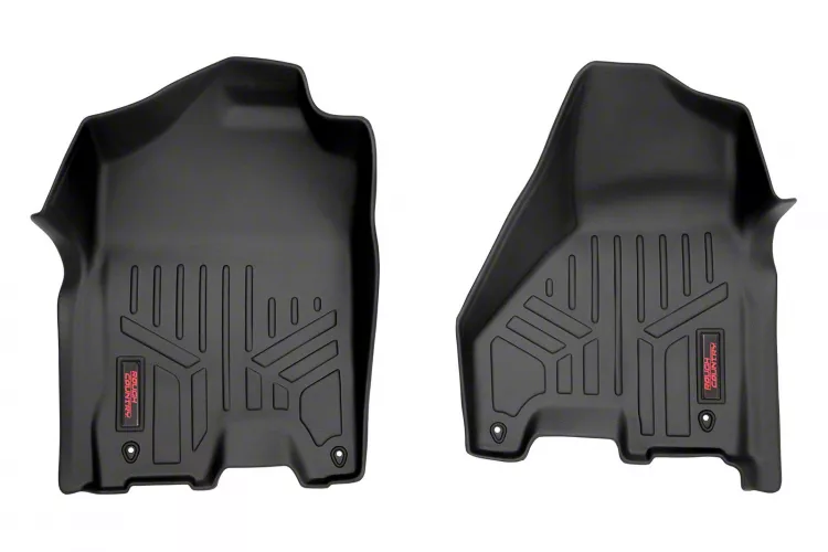 Rough Country Heavy Duty Front Floor Mats; Black (12-18 RAM 1500 Crew Cab)