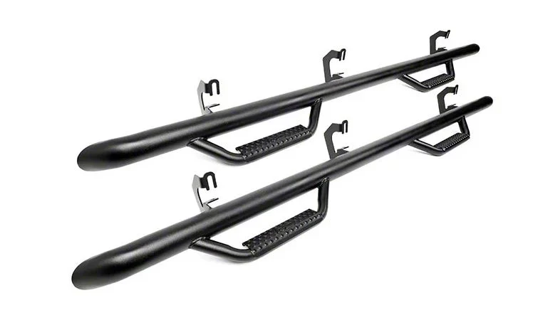 Rough Country Cab Length Nerf Side Step Bars; Black (09-15 RAM 1500 Crew Cab)