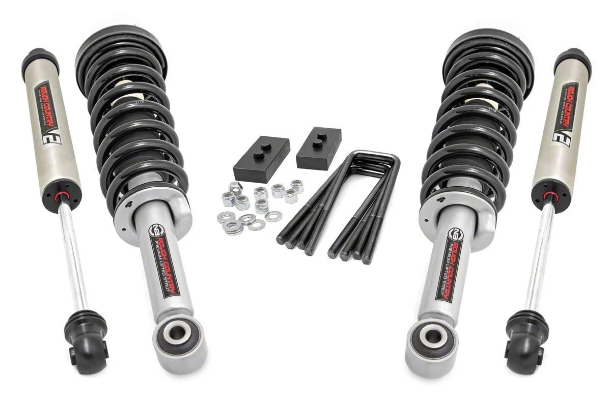 Rough Country 2-Inch Leveling Lift Kit with Lifted N3 Struts and V2 Monotube Shocks (09-13 4WD F-150, Excluding Raptor)