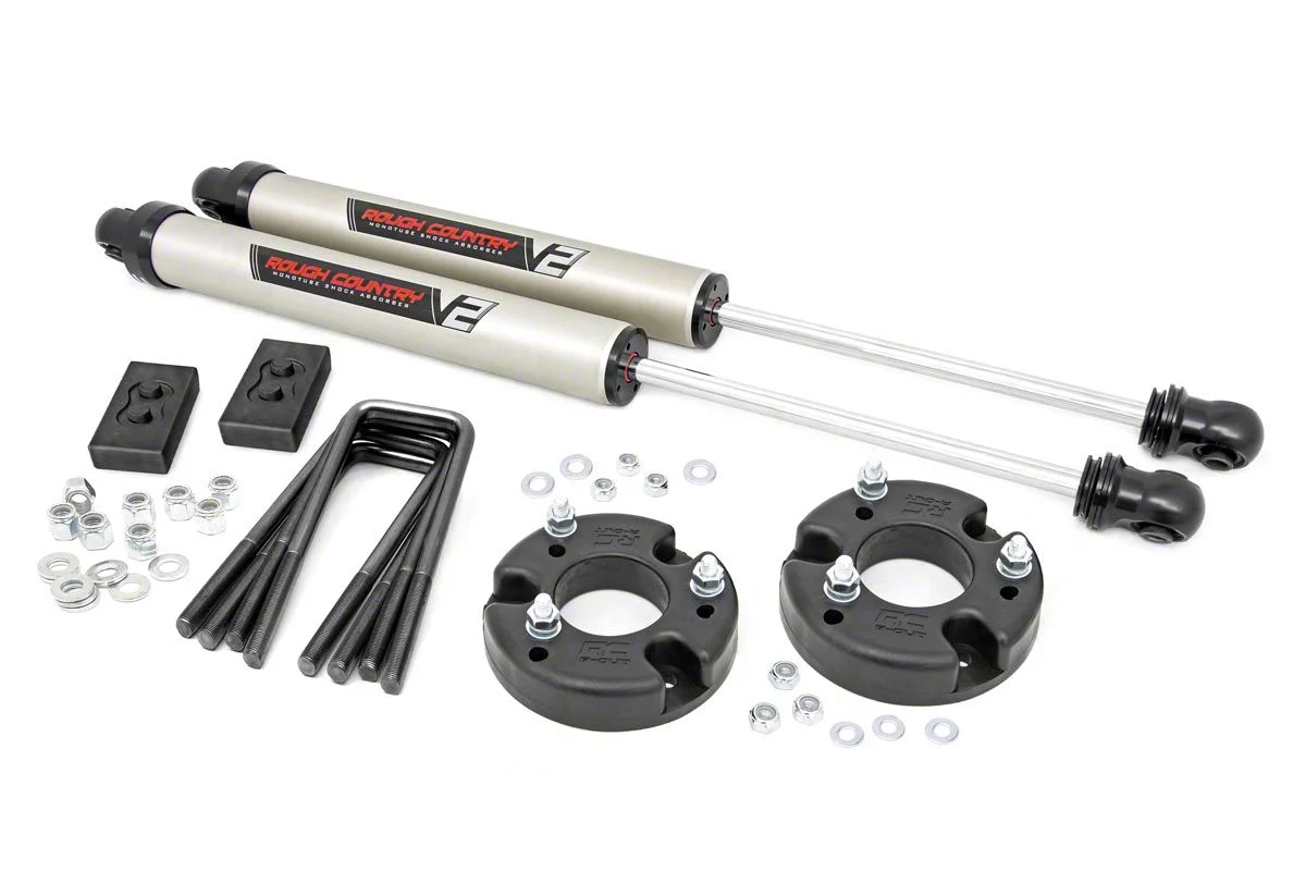 Rough Country 2-Inch Leveling Lift Kit with V2 Monotube Shocks (09-20 2WD/4WD F-150, Excluding Raptor)