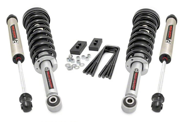 Rough Country 2-Inch Front Leveling Kit with Lifted N3 Struts and V2 Monotube Shocks (21-25 4WD F-150 w/o CCD System, Excluding Raptor)