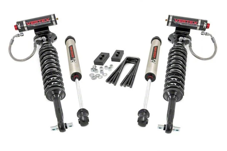 Rough Country Suspension 2-Inch Front Leveling Lift Kit with Vertex Adjustable Coil-Overs and V2 Monotube Shocks (21-26 4WD F-150 w/o CCD System, Excluding Raptor)