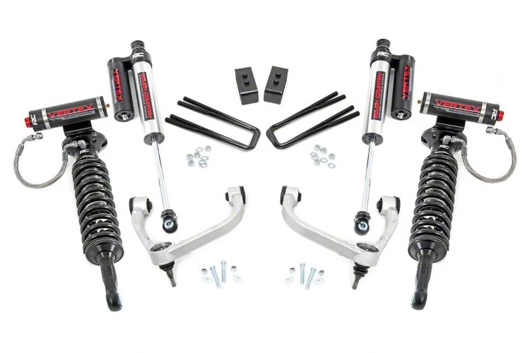 Rough Country 3-Inch Bolt-On Suspension Lift Kit with Vertex Adjustable Coil-Overs and Vertex Reservoir Shocks (09-13 4WD F-150, Excluding Raptor)